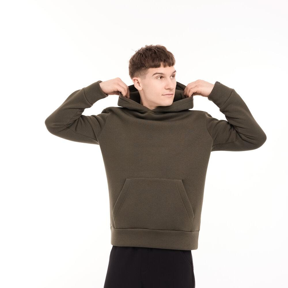 Тепле чоловіче худі на флісі з капюшоном хакі Pobedov 008 ЗИМА Київ - фото 13