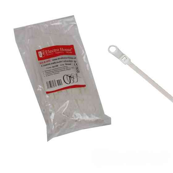 Стяжка кабельная с кольцом 4х150 мм, 100 шт., белый Днепр