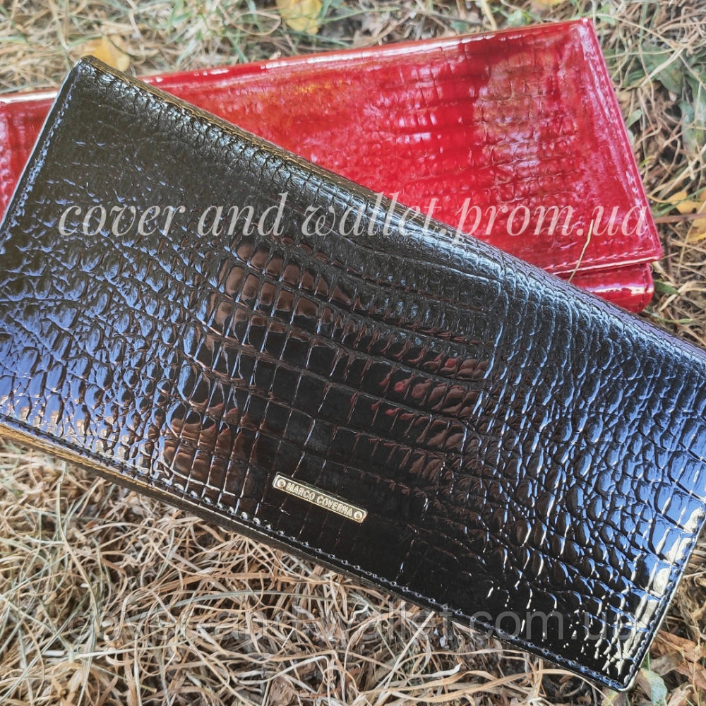 Красивый черный лаковый женский кошелёк из натуральной кожи Helen Verde Киев - изображение 1