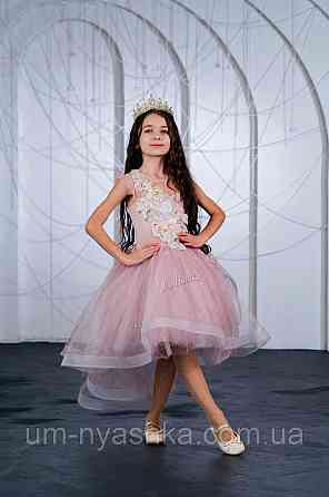 Дитяча сукня видовжене ззаду Синя 122-134 Кривий Ріг