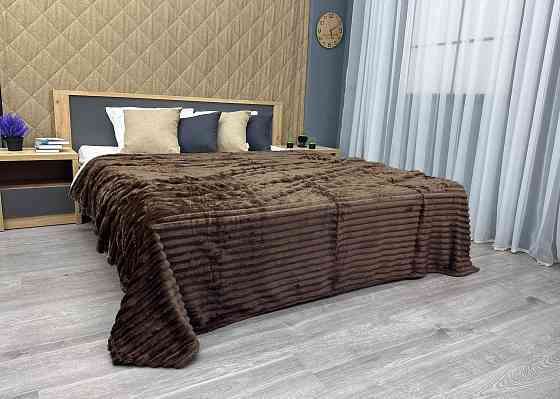 Плед-покривало смужка Шарпей 220х220 см (+-10см) Венге (87-197) Київ