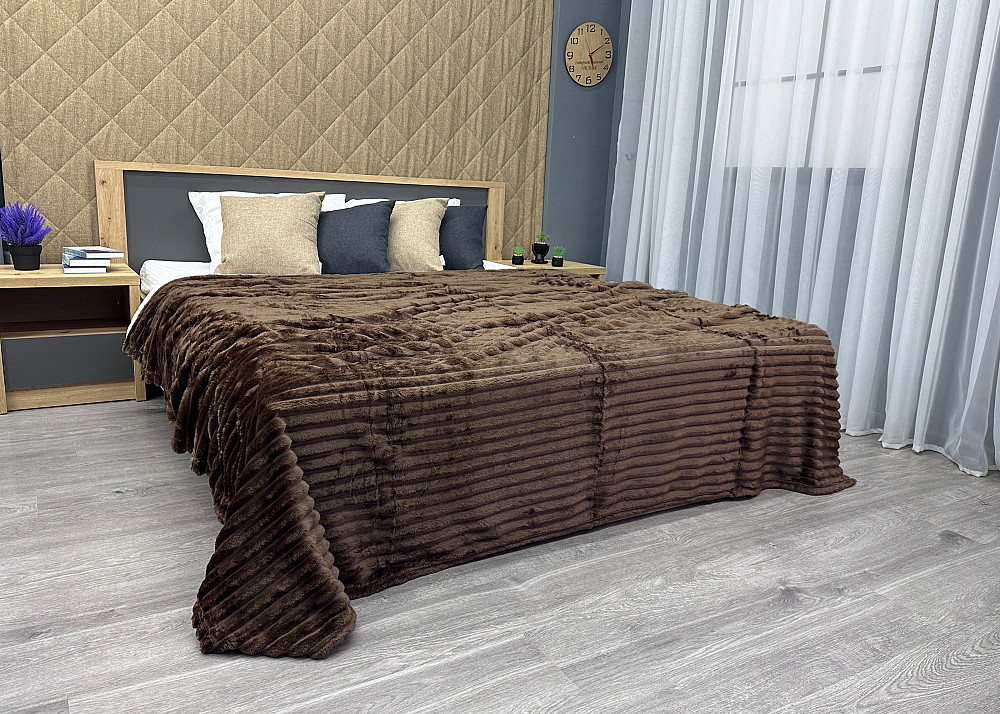 Плед-покривало смужка Шарпей 220х220 см (+-10см) Венге (87-197) Київ - фото 4