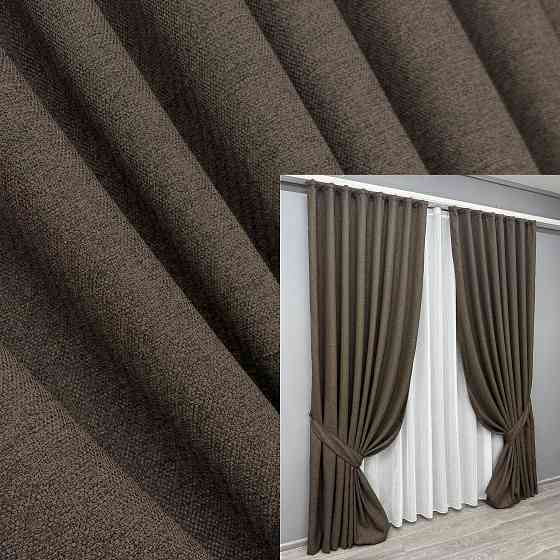Комплект готовых штор VR-Textil Лен ELEMENTA № 1867ш Венге 150х290см 2 шт (33-0854) Киев