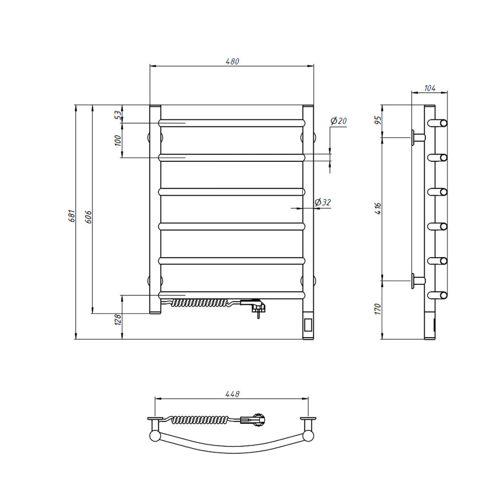 Рушникосушка електрична NAVIN Камелія 480х600 Sensor ліва з таймером, чорний муар Київ - фото 6