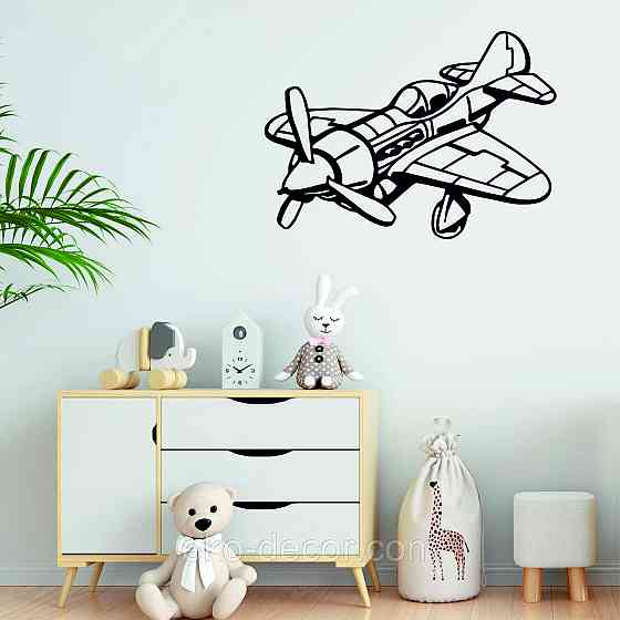 Декоративное настенное Панно «Самолет», Декор на стену 70*49, Черный Киев