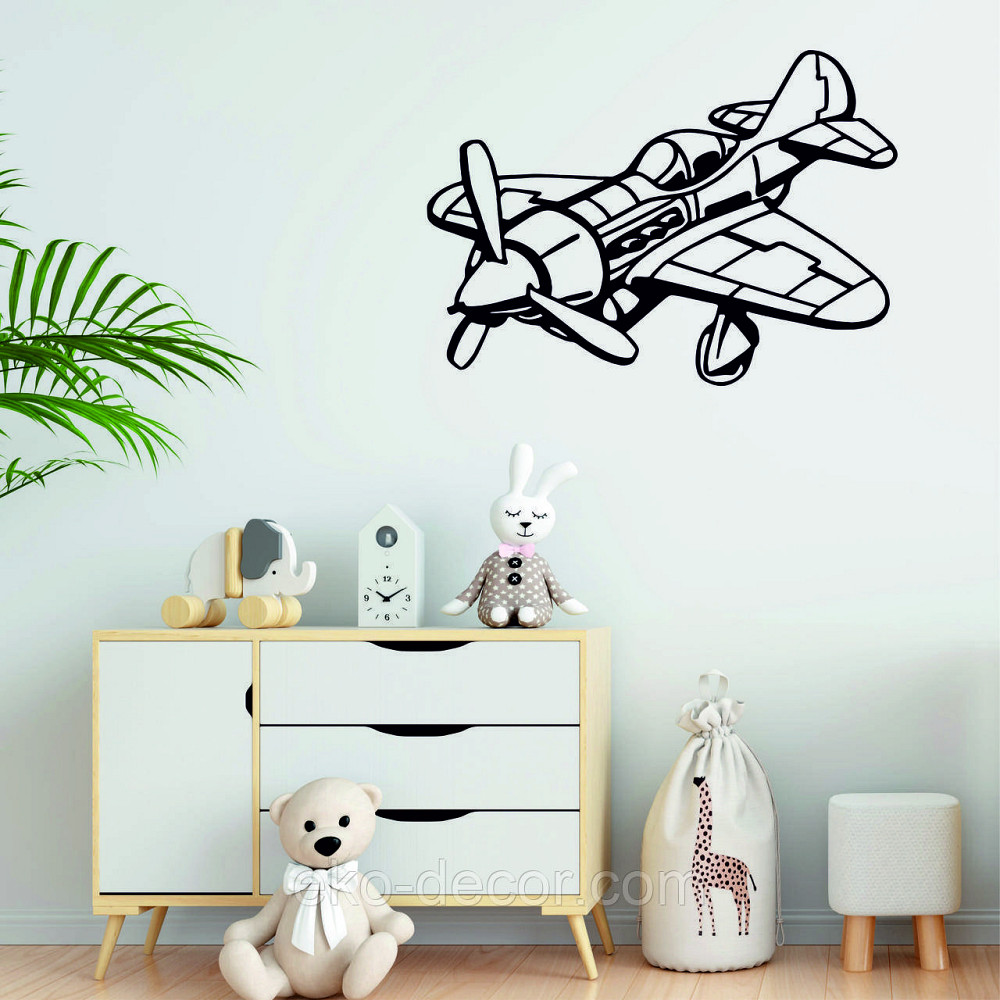 Декоративное настенное Панно «Самолет», Декор на стену 70*49, Черный Киев - изображение 1