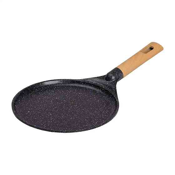 Алюмінієва млинцева сковорода з мармуровим антипригарним покриттям Ø 24 см, товсте дно MGC Black HP-4-428B Київ