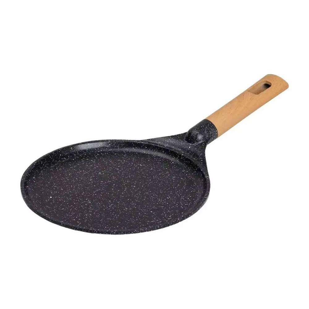 Алюмінієва млинцева сковорода з мармуровим антипригарним покриттям Ø 24 см, товсте дно MGC Black HP-4-428B Київ - фото 1