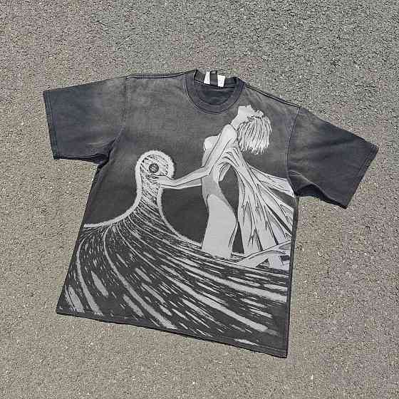 Футболка для хлопчика з принтом аніме Євангеліон Реі Айанамі Тхірд оверсайз (зріст від 165 до 180) Чорний Дніпро