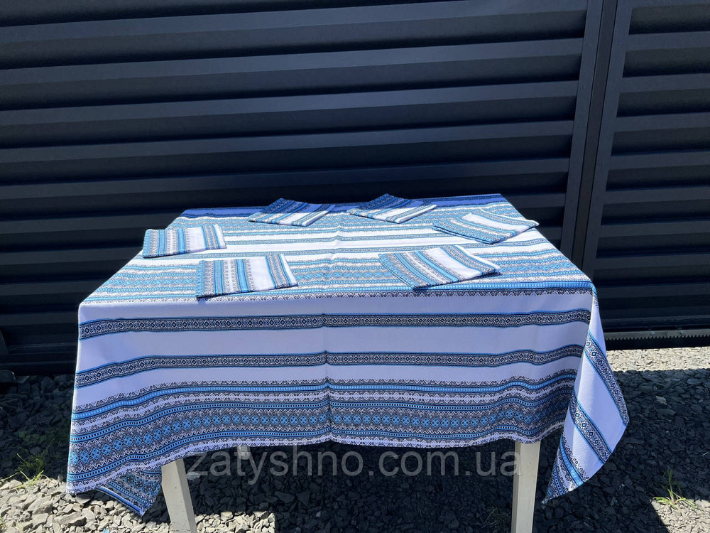 Вишита скатертина блакитна з серветками Київ - фото 7