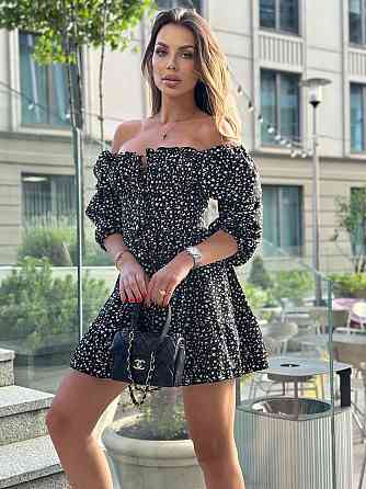 Жіноче софтове плаття на ґудзиках із довгим рукавом Чорний Квітковий принт XS-S Харків