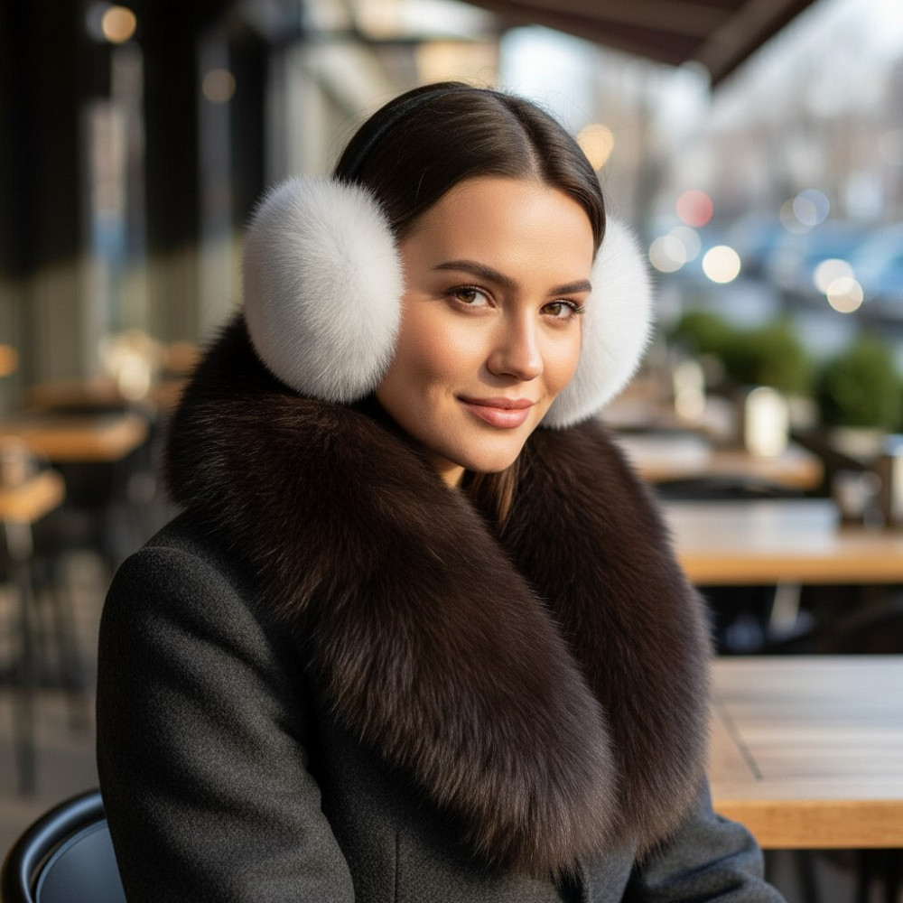 Хутряні навушники песцові Вуалеві( Натуральний) Харків - фото 1