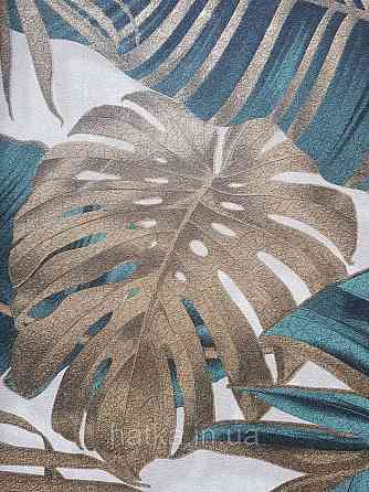 Шпалери вінілові на флізеліні гарячого тиснення DU&KA 1.06х10 листя монстери пальми золотисті зелені Київ