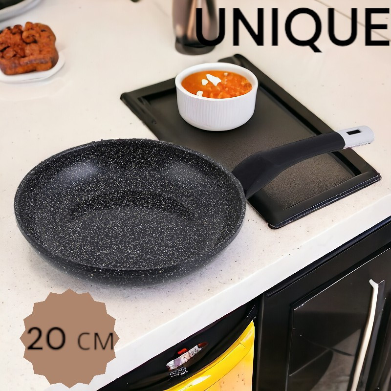 Сковорода UNIQUE UN-5133 20 см с антипригарным покрытием, гранит тёмный, подходит для всех плит Одесса - изображение 1