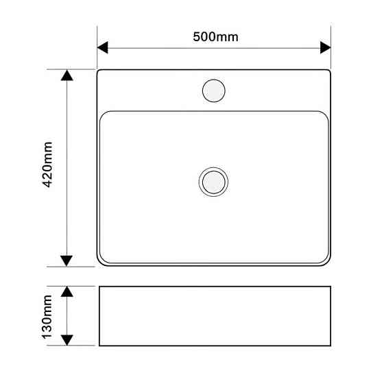 Раковина підвісна-накладна Mixxus Premium  QUADRO-0203 500x420x130mm (отвір під змішувач, перелив) (MP6718)   ( 21400 ) Харків