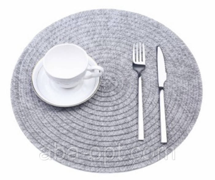 Килимок для сервірування столу круглий сірий ∅ 38 см Рон (шт) 4224 Одеса - фото 1