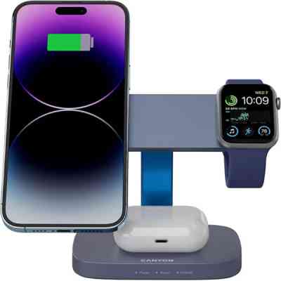 Зарядний пристрій Canyon wireless charger HEXAGON WCS-310 3in1 DarkGrey/Blue (CNS-WCS310DGBL) Вінниця