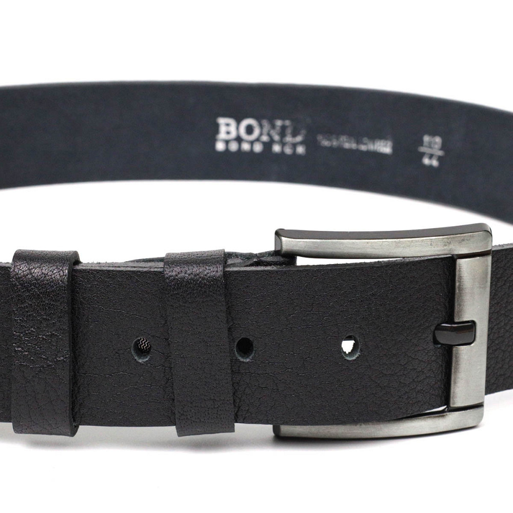 Мужской джинсовый ремень с механической пряжкой из натуральной кожи BOND 22070 Черный Киев - изображение 8
