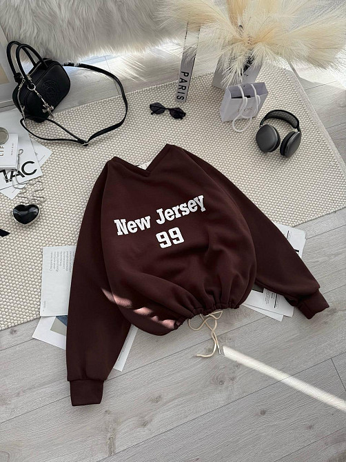 Унисекс базовый стильный свитшот трехнить на флисе Шоколад Одесса - изображение 5