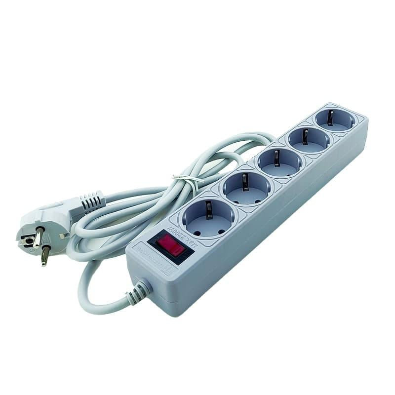 Сетевой фильтр с заземлением 5 гнезд, 2 м, серый Днепр - изображение 2