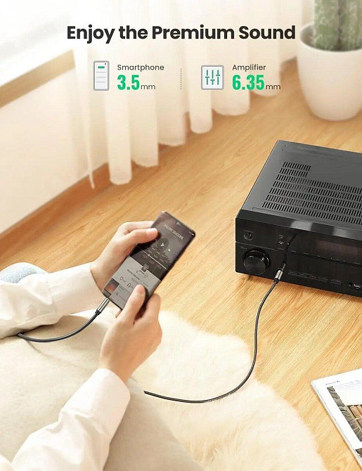 Аудио кабель UGREEN AV127 3.5 мм - 6.35 мм TRS Stereo Audio Cable 2m UGR-10628 Одесса - изображение 3