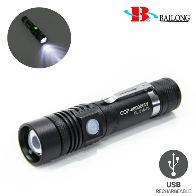 Світлодіодний ліхтарик Bailong BL-518-T6, 800 лм, діод T6, акумулятор 18650, 3 режими, зум Одеса - фото 2