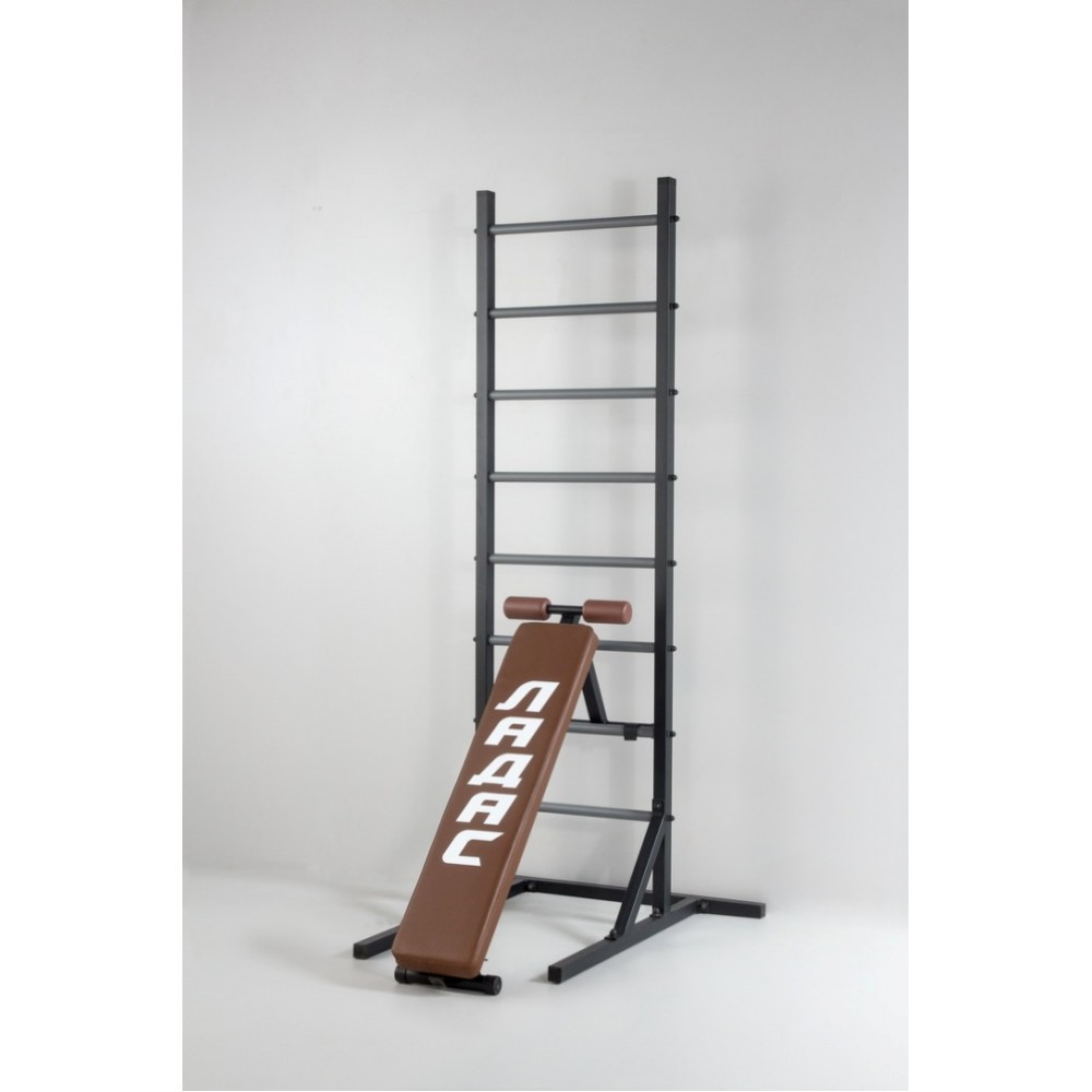 Шведская стенка передвижная Universal Brown универсальная без креплений со скамьей для пресса турник брусья Каменское - изображение 4