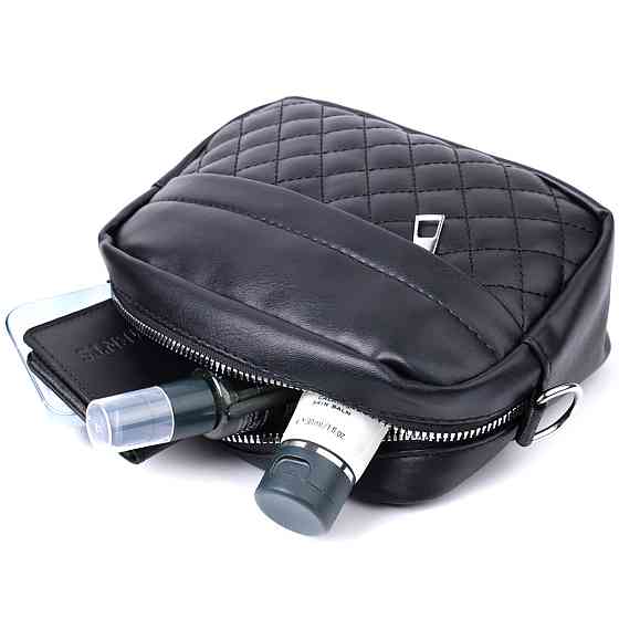 Зручна жіноча сумка крос-боді з монетницею з екошкіри Vintage 22796 Чорний Київ