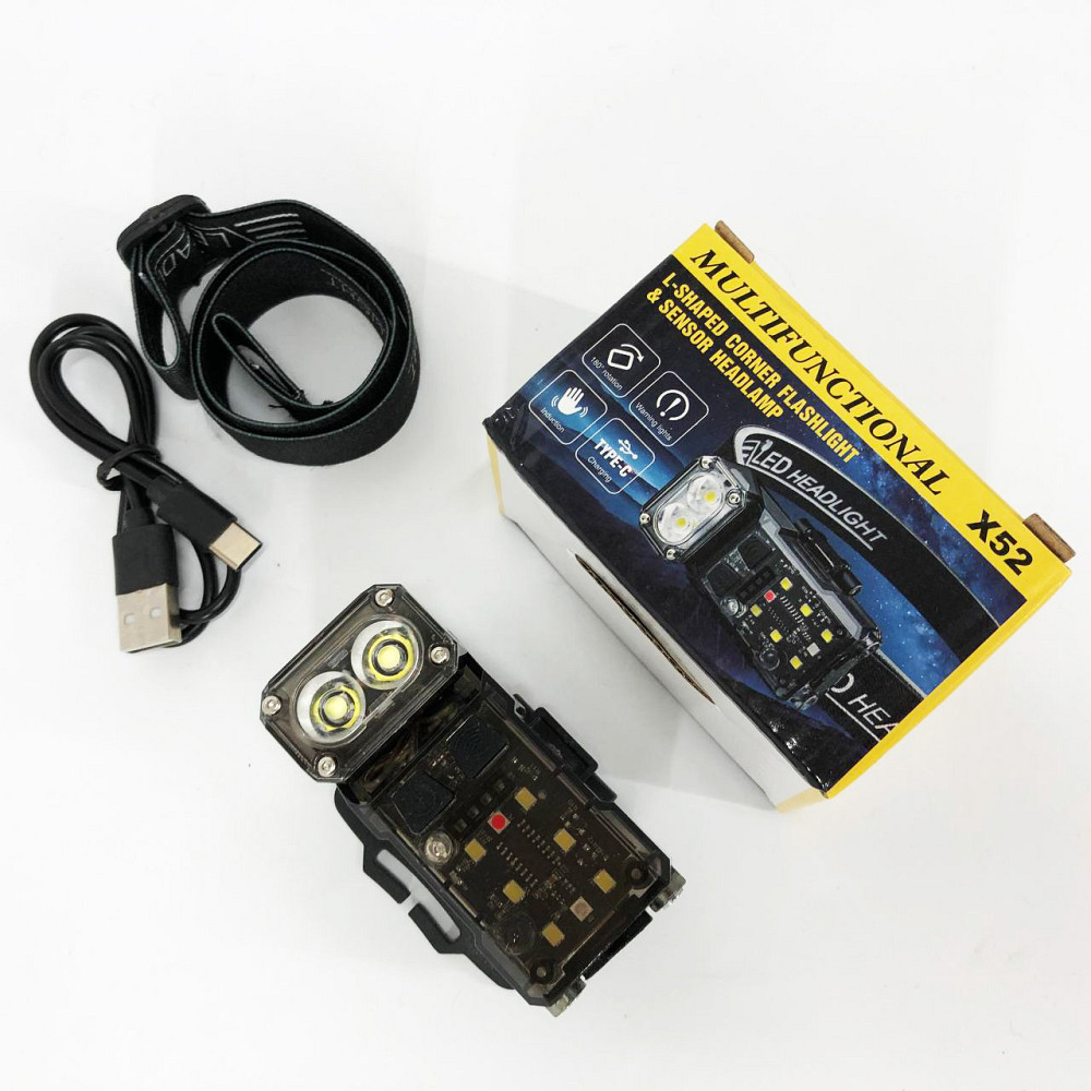 Налобный фонарь яркий X52, 2LED+6SMD RGB, Мощный аккумуляторный фонарик на голову MK-28 Львов - изображение 8