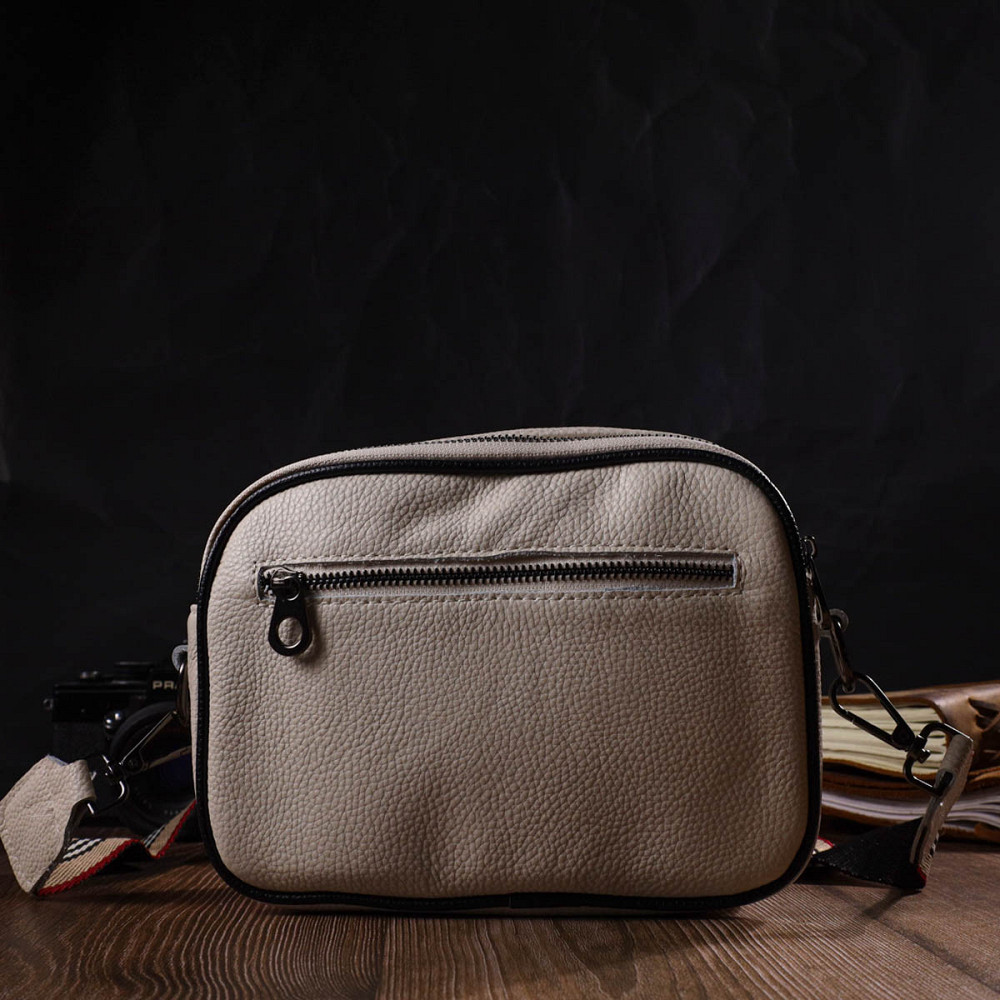 Сумка крос-боді прямокутна з натуральної шкіри 22117 Vintage Біла Київ - фото 10