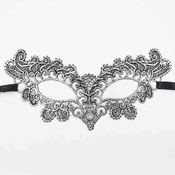 Маска із мережива маскарадна на лице 22 на 7 см сріблястий Київ