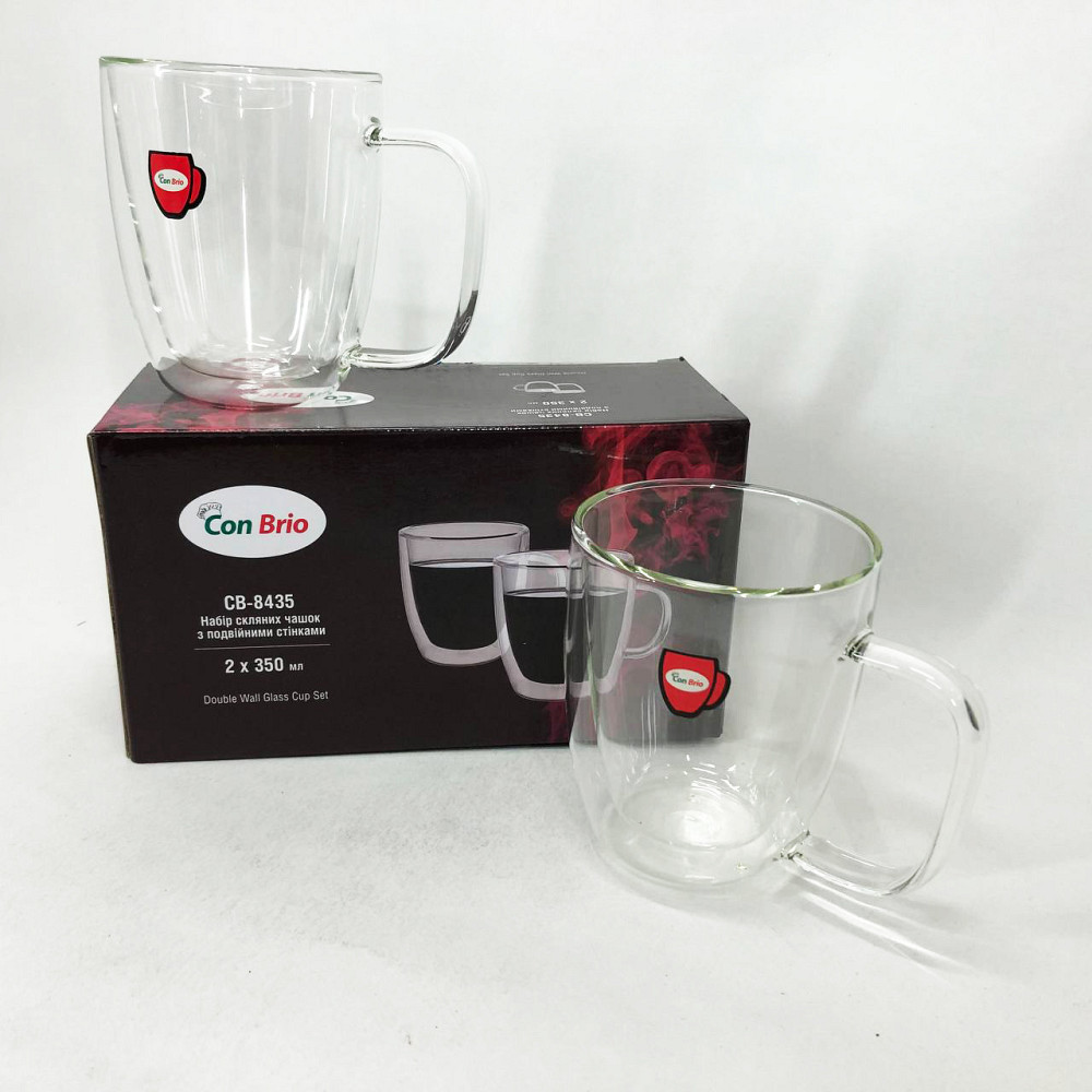 Кружка с двойным дном Con Brio СВ-8435-2, 2шт, 350мл, Кружки стеклянные с двойным дном HI-40 Львов - изображение 2