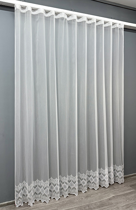 Тюль бамбук с вышивкой и люрексом цвет белый 1817т Киев - изображение 8