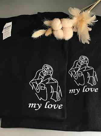 Парні футболки для хлопця та дівчини з абстрактним принтом MY LOVE Чернівці