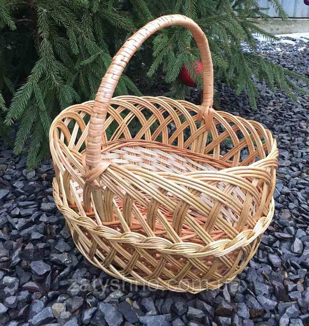 Кошик плетений з ручкою | кошик великодні ажурні | кошик з лози великодня велика Київ - фото 2