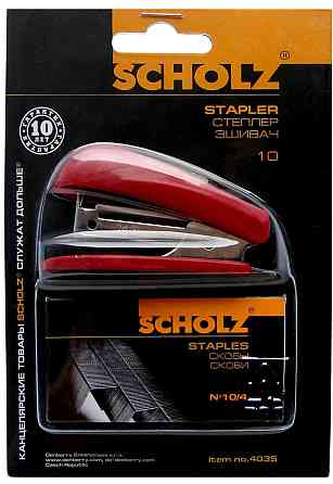 Степлер металевий №10 (8 арк.) "Scholz" 20 мм. міні червоний, 4035-01SCH, шт Київ