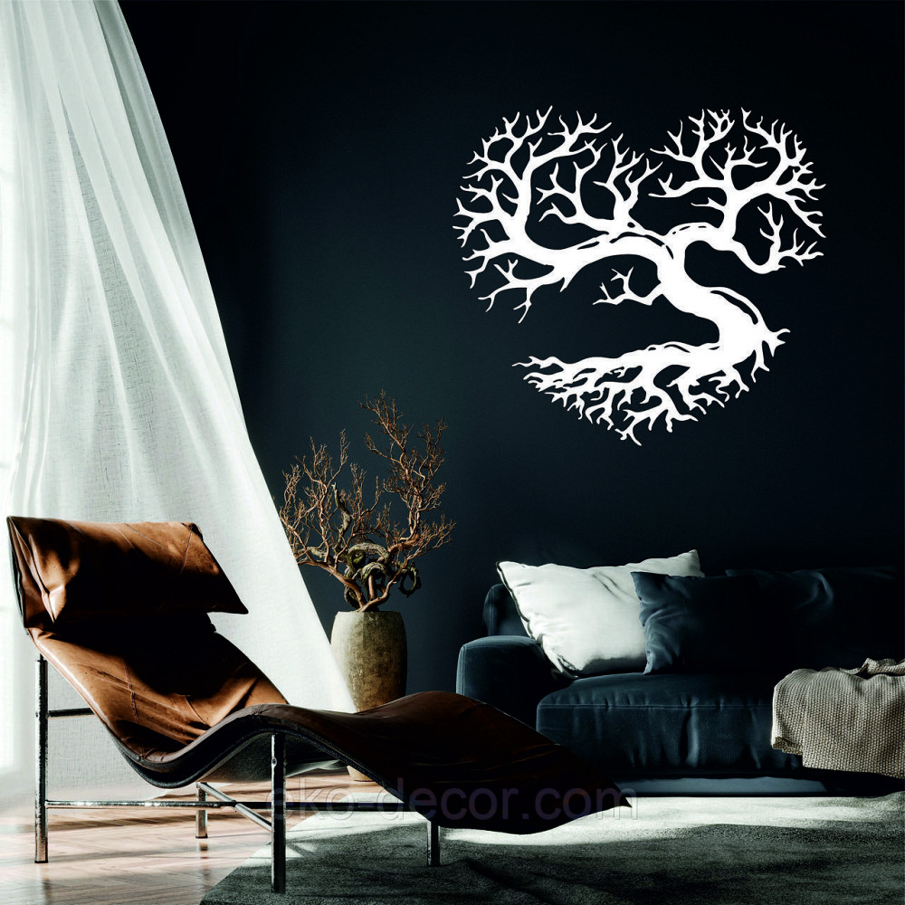 Декоративное настенное Панно «Дерево сердце» Декор на стену 50*45 см, Белый Киев - изображение 1