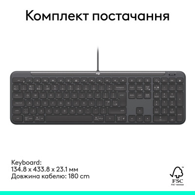 Клавіатура Logitech Signature Slim K620 for Business USB-C UA Graphite (920-013333) Вінниця - фото 8