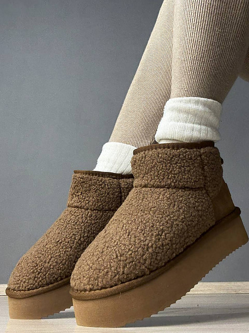 Уггі жіночі Itts 1707-2 з хутром тедді на платформі коричневі, 40, 25 см Київ - фото 6