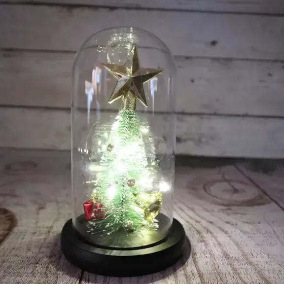 Ночник новогодняя елка в стеклянной колбе gold star Коломия