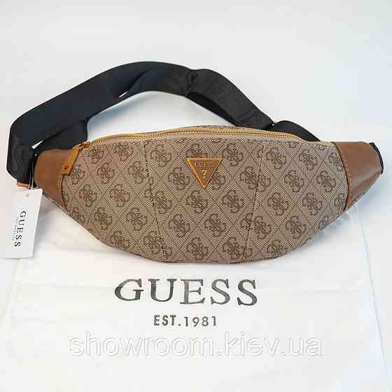 Женская сумка "бананка", слинг на пояс и на грудь Guess (7518) светло коричневая Киев