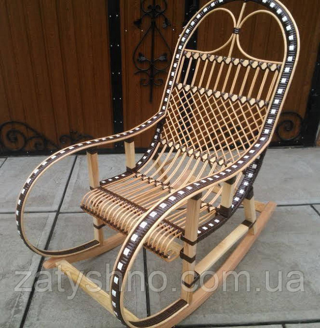 Крісло гойдалка коричнева з ротангом Київ - фото 6