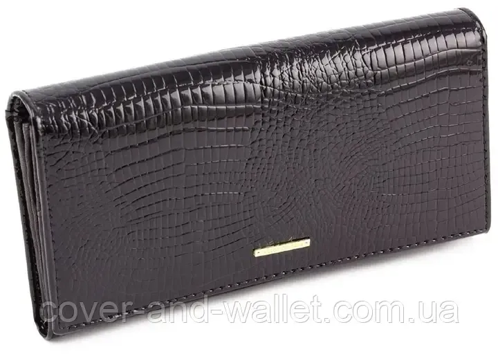 Красивый черный лаковый женский кошелёк из натуральной кожи Helen Verde Киев - изображение 7