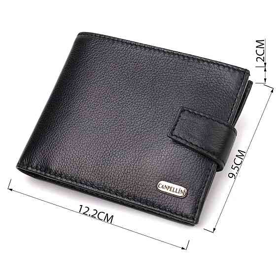 Классический мужской бумажник из натуральной кожи флотар CANPELLINI 21791 Черный Киев
