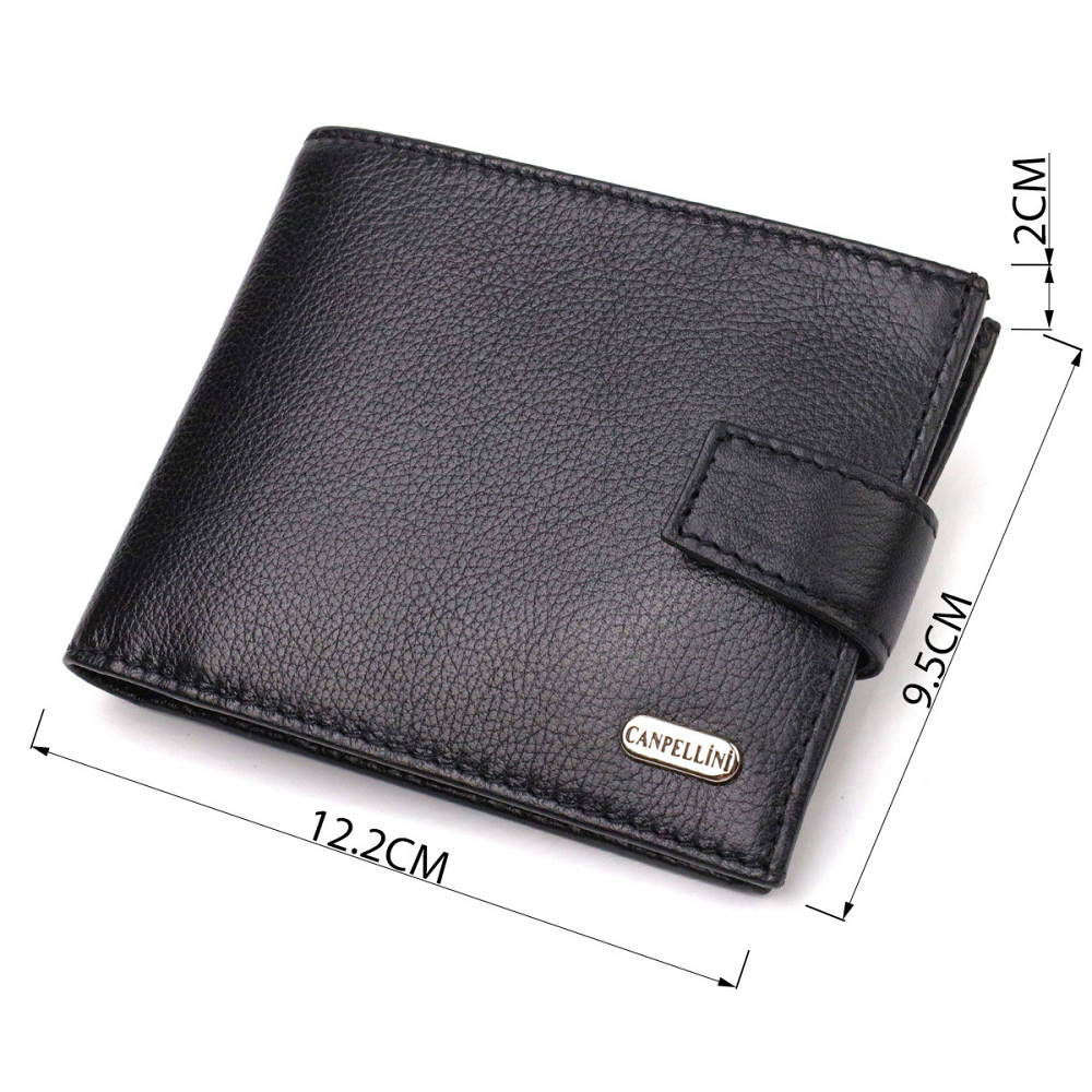 Классический мужской бумажник из натуральной кожи флотар CANPELLINI 21791 Черный Киев - изображение 3