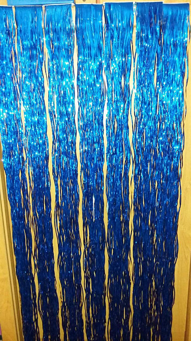 Дождик на елку новогодний волнистый 150 см на 22 см синий Киев - изображение 4