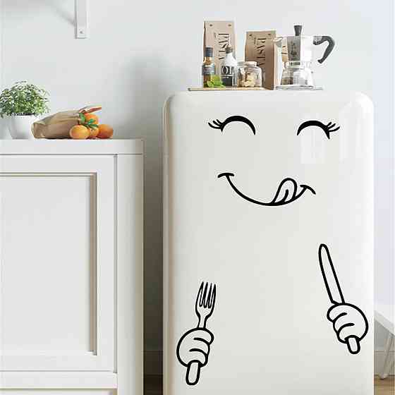 Наклейка на холодильник Смайлик 20 на 30 см чорний Київ