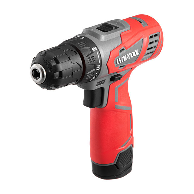 Дриль-шурупокрут акумуляторний 12 В, 30 Nm, 0-350/0-1300 об/хв., 0.8-10 мм, 1.5 Аг INTERTOOL DT-0310 Київ - фото 1