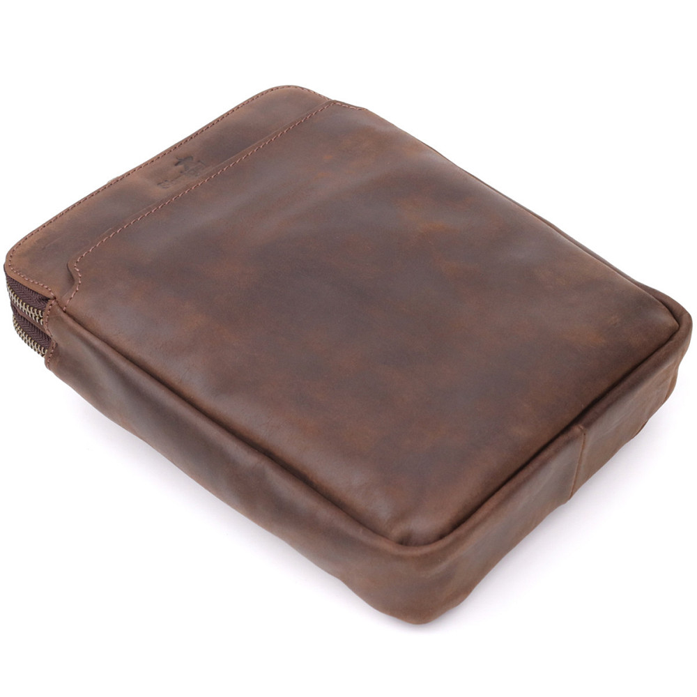 Мужская сумка через плечо из винтажной натуральной кожи Shvigel 20866_1 Коричневый Киев - изображение 6