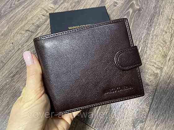 Брендовий чоловічий гаманець з блоком для документів коричневого кольору Marco Coverna 047-823 Київ